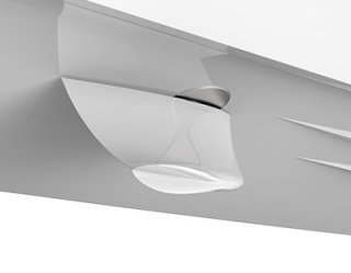 3D drawing of Sleipner's curved Vector Fins on hull of a boat