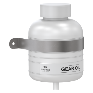 Oil container with fastening clip